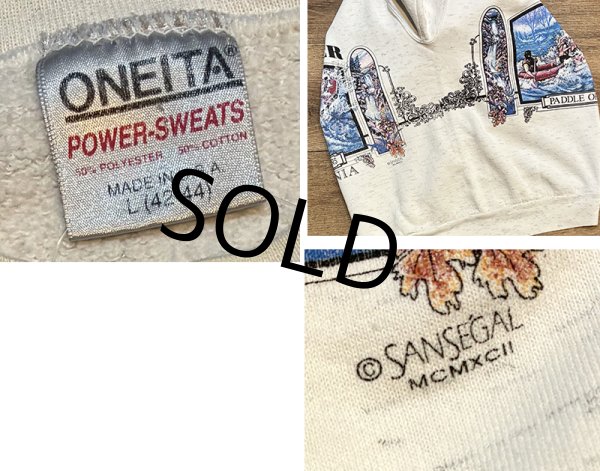 画像2: 90's【USA製】ビンテージ【ONEITA】【オニータ】【ウエストバージニア】 ゴーリーリバー【GAULEY RIVER】 バックプリント付き  グレー【スウェット】L   (2)