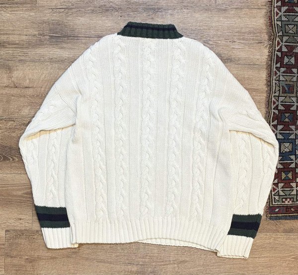 画像3: 【ビンテージ】【オールドギャップ】【GAP】【生成り×緑】【モックネックコットンセーター】【サイズL】  (3)