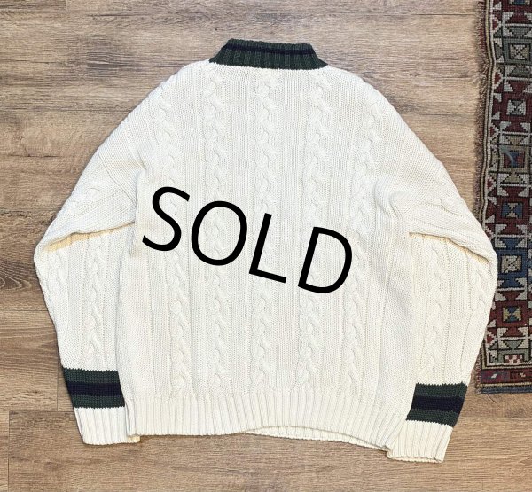 画像3: 【ビンテージ】【オールドギャップ】【GAP】【生成り×緑】【モックネックコットンセーター】【サイズL】  (3)