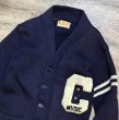 画像1: 50's【ビンテージ】【Stadium Sportswear】MUSIC【紺】【ウール】ローゲージカーディガン【レタードカーディガン】S程度  (1)
