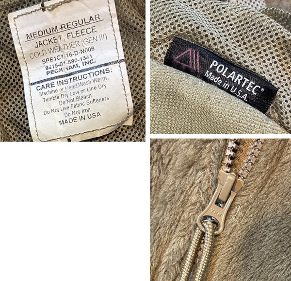 画像2: ビンテージ【米軍実物】U,S,ARMY【ECWCS】GEN3【Polartec】【ポーラテック】【コヨーテ】タンカラー【フリースジャケット】【M-R】  (2)