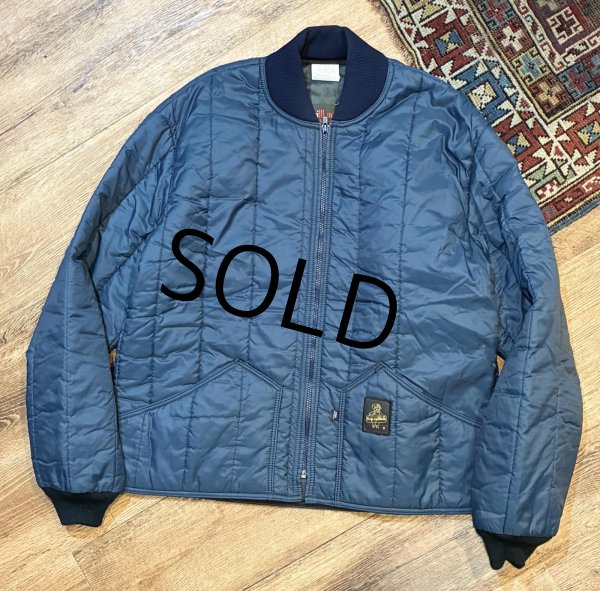 画像1: USA製【ビンテージ】【Refrigi Wear】【紺】【キルティングジャケット】【ジップアップブルゾン】【サイズL】  (1)