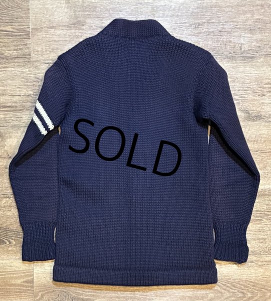 画像4: 50's【ビンテージ】【Stadium Sportswear】MUSIC【紺】【ウール】ローゲージカーディガン【レタードカーディガン】S程度  (4)