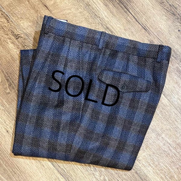 画像1: 【ほぼ未使用】ビンテージ【イタリー製】【Take6 Kashani】【黒×青】チェック【ウールスラックス】【ウールパンツ】【W34程度】  (1)