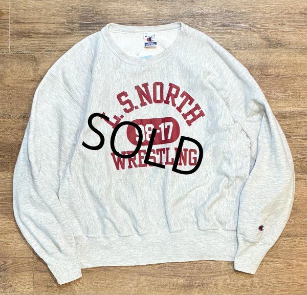 画像1: 90's~【ビンテージ】【Champion】【チャンピオン】グレー【L.S.NORTH WRESTLING】レスリング【チームスウェット】【グレー】【サイズXL】  (1)