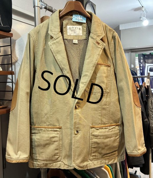 画像1: ORVIS【オービス】【ベージュ】レザーアクセント【ブルゾン】【コットンジャケット】 テーラードジャケット【サイズ40】  (1)