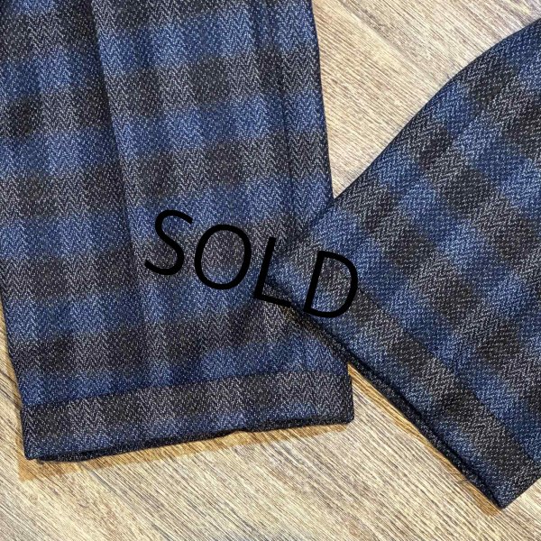 画像3: 【ほぼ未使用】ビンテージ【イタリー製】【Take6 Kashani】【黒×青】チェック【ウールスラックス】【ウールパンツ】【W34程度】  (3)