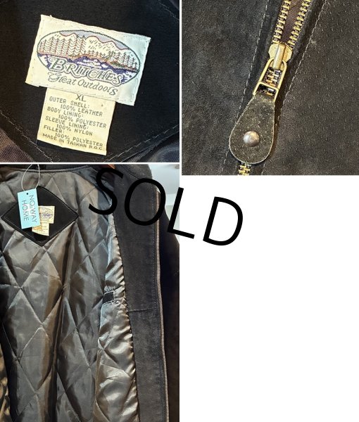 画像2: ビンテージ【BRITRCHES】【黒】【スエードブルゾン】【中綿入り】ジップアップジャケット【サイズXL】  (2)