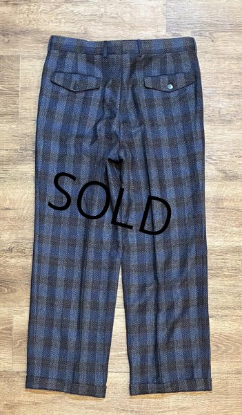 画像5: 【ほぼ未使用】ビンテージ【イタリー製】【Take6 Kashani】【黒×青】チェック【ウールスラックス】【ウールパンツ】【W34程度】  (5)