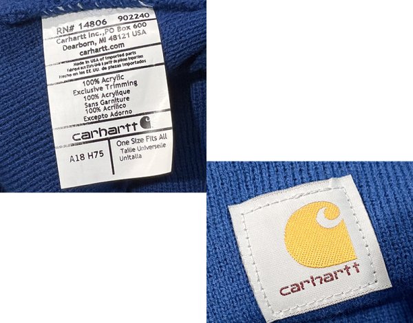画像2: 【ビンテージ】【carhartt】【カーハート】【青】【ロゴ】 【ニットキャップ】 【ニット帽】   (2)