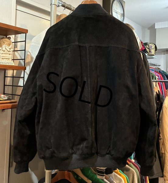 画像4: ビンテージ【BRITRCHES】【黒】【スエードブルゾン】【中綿入り】ジップアップジャケット【サイズXL】  (4)