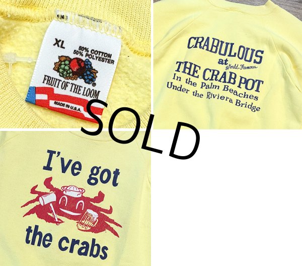 画像2: ~90’ｓ【USA製】【FRUIT OF THE LOOM】【フルーツオブザルーム】蟹【黄色】【 I've got the crabs】【スウェット】【サイズＸＬ】  (2)