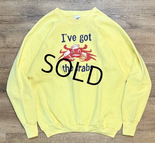 画像1: ~90’ｓ【USA製】【FRUIT OF THE LOOM】【フルーツオブザルーム】蟹【黄色】【 I've got the crabs】【スウェット】【サイズＸＬ】  (1)