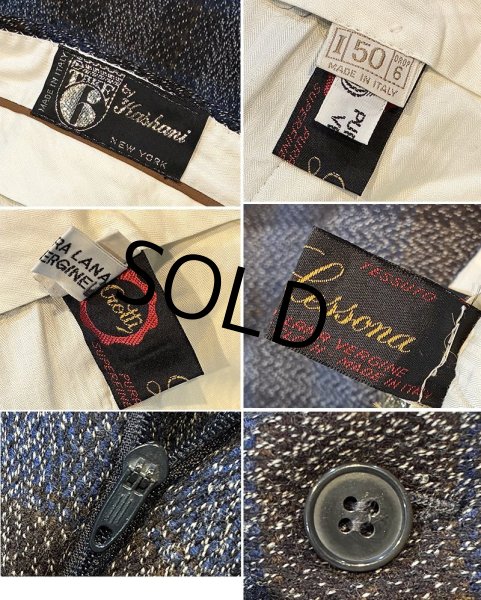 画像2: 【ほぼ未使用】ビンテージ【イタリー製】【Take6 Kashani】【黒×青】チェック【ウールスラックス】【ウールパンツ】【W34程度】  (2)