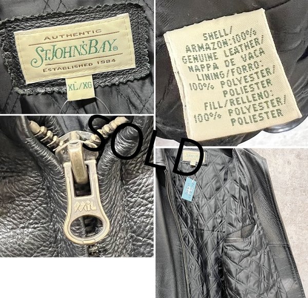 画像2: 【ビンテージ】【STJOHNS'BAY】【セントジョーンズベイ】【ブラック】ジップアップ【レザージャケット】【サイズXＬ】  (2)