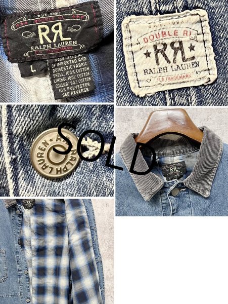 画像2: 90's【USA製】【ビンテージ】【RRL】【ダブルアールエル】ラルフローレン【襟コーデュロイ】【デニムカバーオール】【サイズL】  (2)