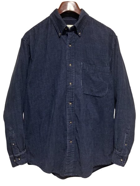 画像1: ~90’ｓ【ビンテージ】【エディーバウアー】【紺×白】ハウンドトゥース柄【コーデュロイBDシャツ】【サイズS】  (1)