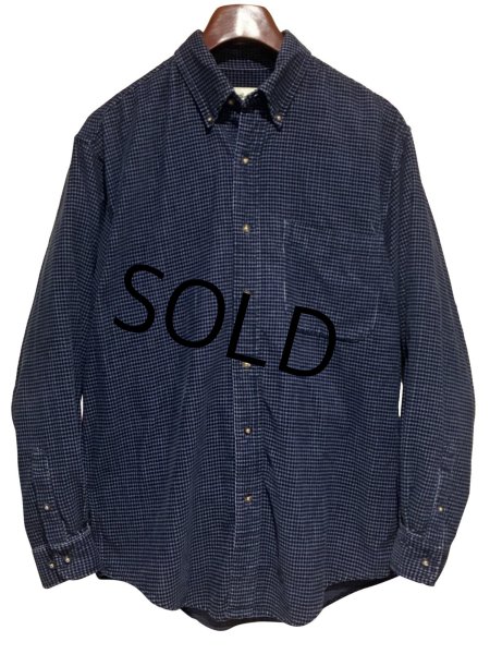 画像1: ~90’ｓ【ビンテージ】【エディーバウアー】【紺×白】ハウンドトゥース柄【コーデュロイBDシャツ】【サイズS】  (1)