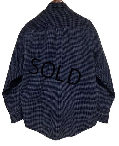 画像3: ~90’ｓ【ビンテージ】【エディーバウアー】【紺×白】ハウンドトゥース柄【コーデュロイBDシャツ】【サイズS】  (3)