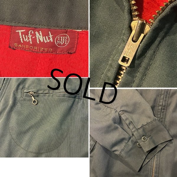 画像2: 70's【ビンテージ】【Tuf-Nut】【オリーブグリーン×赤】【裏地付き】【ワークジャケット】【ワークブルゾン】サイズL程度  (2)