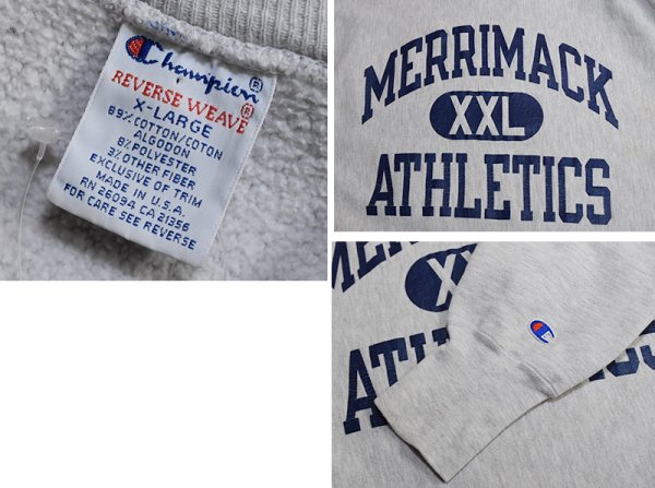 画像2: 90's USA製【Champion】【チャンピオン】【リバースウィーブ】MERRIMACK ATHLETIC【グレー】【スウェット】【サイズXL】  (2)