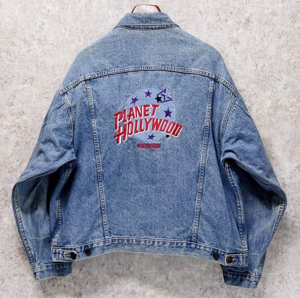 画像3: 【90’s~】【USA製】【ビンテージ】【VANTAGE CLUB】【プラネットハリウッド】【デニムブルゾン】【デニムジャケット】サイズXＬ  (3)