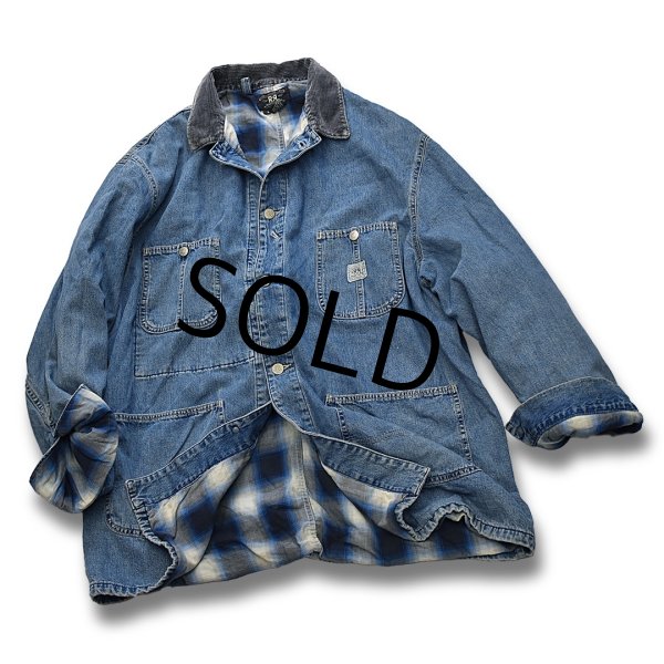 画像4: 90's【USA製】【ビンテージ】【RRL】【ダブルアールエル】ラルフローレン【襟コーデュロイ】【デニムカバーオール】【サイズL】  (4)