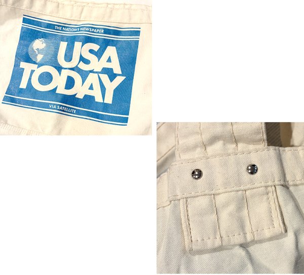 画像2: 80's~【デッドストック】USA製【ビンテージ】【生成り×青】【USA TODAY】【ニュースペーパーバッグ】【ショルダーバッグ】  (2)