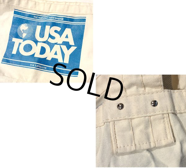 画像2: 80's~【デッドストック】USA製【ビンテージ】【生成り×青】【USA TODAY】【ニュースペーパーバッグ】【ショルダーバッグ】  (2)