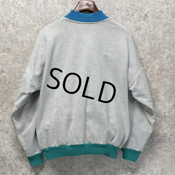 画像3: USA製【DIPORT】【グレーｘ白 マイクロボーダー】【ハーフジップ】【スウェット】【サイズＬ】  (3)