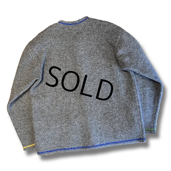 画像3: イタリー製【ベネトン】BENETTON【グレー】【カラフルステッチ入り】【ウールカーディガン】  (3)