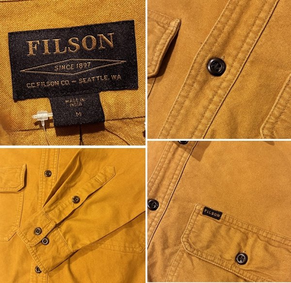 画像2: ビンテージ【filson】フィルソン からし色 コットンシャツ【サイズM】  (2)