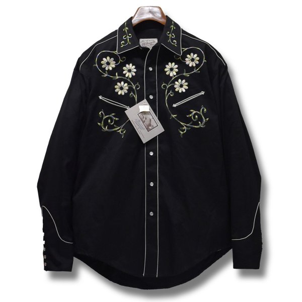 画像1: デッドストック【ロックマウント】ROCK MOUNT【ビンテージ】【花柄】黒【ウエスタンシャツ】【サイズM】   (1)