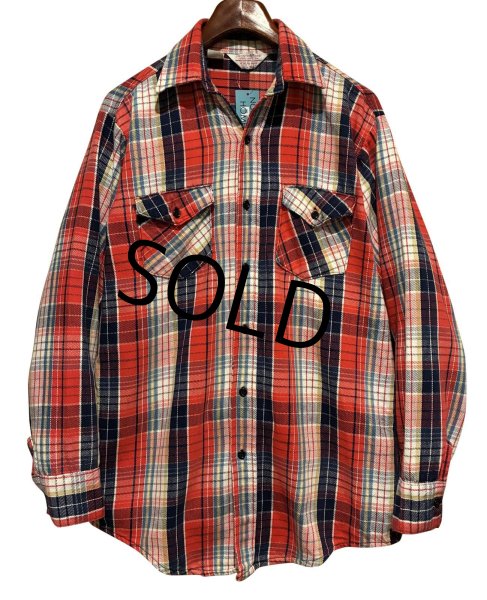 画像1: 80's【USA製】【ビンテージ】 【FROSTPROOF】【フロストプルーフ】【赤ｘ紺ｘ白】チェック ネルシャツ　サイズL-TALL  (1)