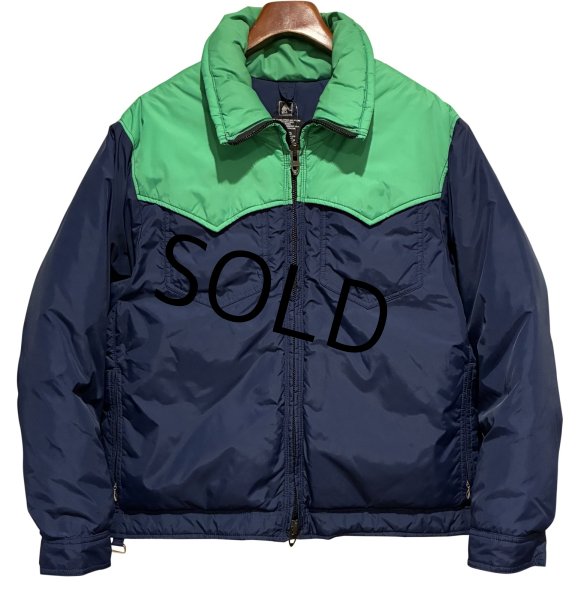 画像1: 程度良好!! 80's USA製【ALTRA】アルトラ【紺ｘ緑】【ダウンジャケット】【サイズＬ】  (1)