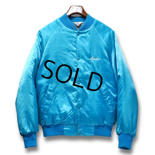 画像3: 90's【USA製】【ビンテージ】【WEST ARK】【ウエストアーク】ビリヤード 【ターコイズ】【中綿入りサテンスタジャン】【サイズM】  (3)