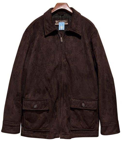 画像1: ビンテージ【コロンビア】Colombia【ブラウン】【スエード調】【パイル裏地】ジップアップジャケット【サイズXL-T】  (1)