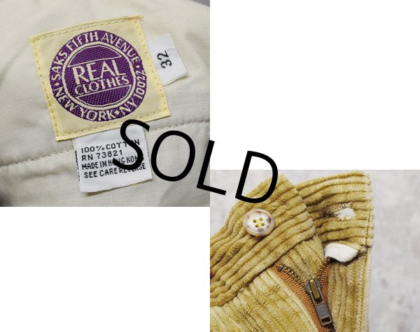 画像2: 90's~【ビンテージ】【Saks Fifth Avenue】サックス・フィフス・アベニュー【ライトブラウン】【コーデュロイパンツ】スラックス【W32】  (2)