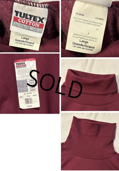 画像2: デッドストック【USA製】【ビンテージ】【Tultex】【タルテックス】【ワインレッド】【無地】【タートルネックスウェット】【サイズL】  (2)