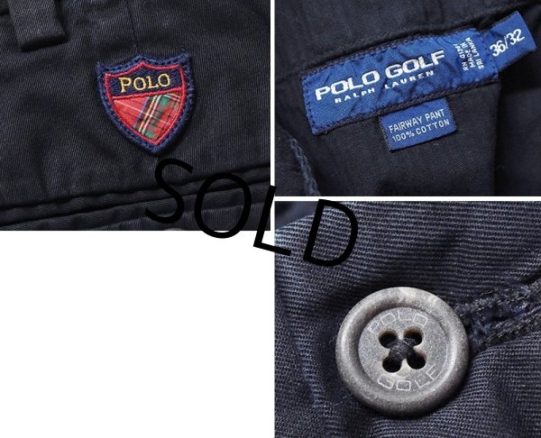 画像2:  ビンテージ【POLO GOLF】ポロゴルフ【ラルフローレン】POLO RALPH LAUREN 【FAIRWAY PANT】【黒】【２タック】【コットンパンツ】【36X32】  (2)