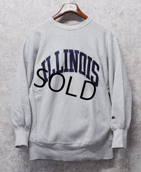 画像1: 90’s【USA製】ビンテージ【Champion】【チャンピオン】【リバースウィーブ】ILLINOIS【イリノイ大学】【カレッジスウェット】【グレー】【サイズXL】  (1)
