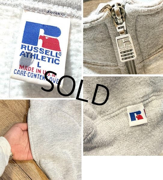 画像2: 90's~【USA製】【RUSSELL】ラッセル 【ビンテージ】グレー【無地】【ジップアップ】ノースリーブスウェット【サイズL】  (2)
