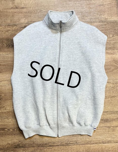画像4: 90's~【USA製】【RUSSELL】ラッセル 【ビンテージ】グレー【無地】【ジップアップ】ノースリーブスウェット【サイズL】  (4)