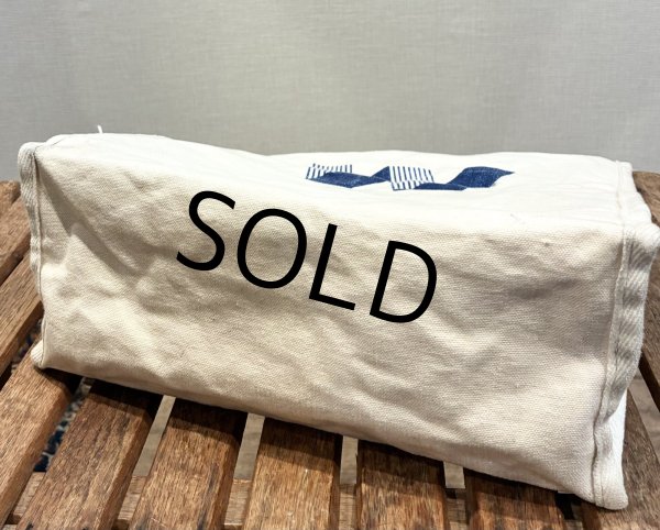 画像6: 生成りｘ青 Ｗプリント【マチ付き】【トートバッグ】  (6)