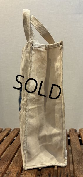 画像4: 生成りｘ青 Ｗプリント【マチ付き】【トートバッグ】  (4)