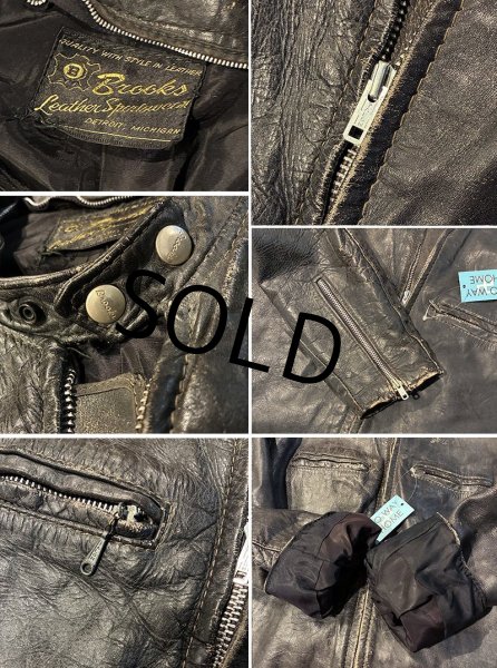 画像2: 【60’s~】【ビンテージ】【ブルックス】【Brooks】【黒】【シングルライダースジャケット】レザージャケット【サイズXL程度】  (2)