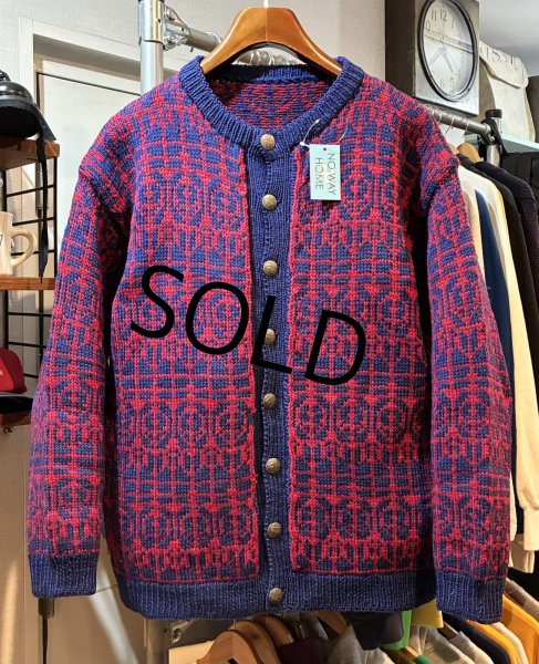 画像1: 赤ｘ紺 【ノルディックカーディガン】ウールカーディガン  (1)
