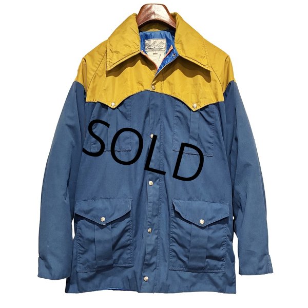 画像1: 【USA製】【Powderhorn】パウダーホーン【青ｘマスタード】ベルト付き【ナイロンマウンテンパーカー】【サイズL】   (1)