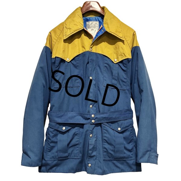 画像4: 【USA製】【Powderhorn】パウダーホーン【青ｘマスタード】ベルト付き【ナイロンマウンテンパーカー】【サイズL】   (4)