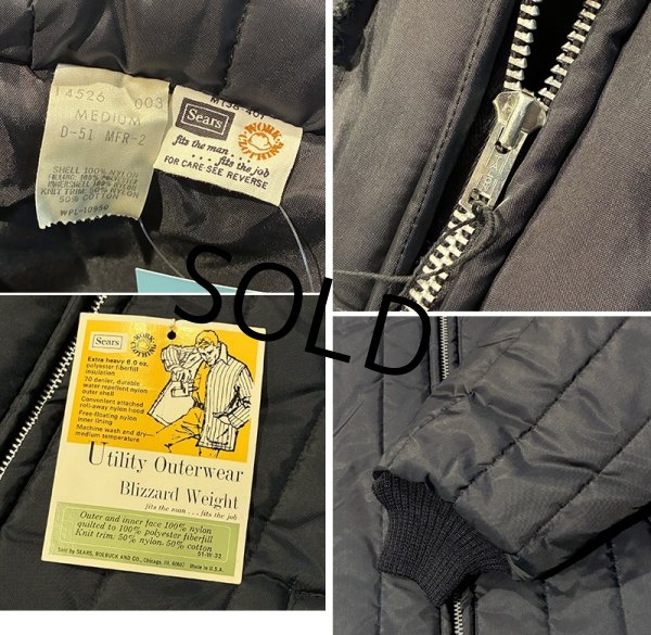 画像2: 70’s【デッドストック】【USA製】【ビンテージ】Sears シアーズ【黒】【キルティングジャケット】【サイズM】   (2)